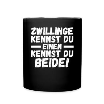Zwillingsgeschwister Zwilling Zwillinge - Tasse einfarbig - Schwarz - Vorne