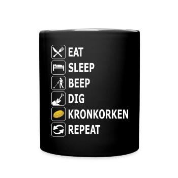 sondeln, Sondengänger, Kronkorken, Metallsuche - Tasse einfarbig - Schwarz - Vorne