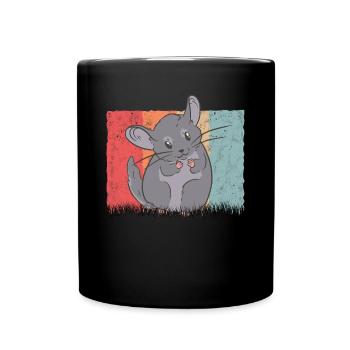 Chinchilla Retro Wollmaus Vintage - Tasse einfarbig - Schwarz - Vorne