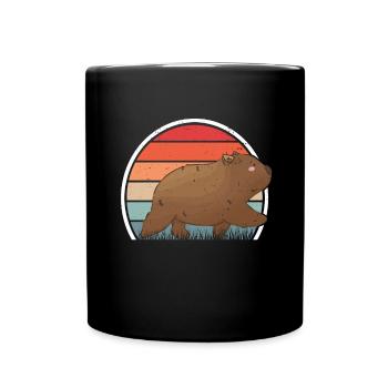 Wombat Retro, Wombat Vintage - Tasse einfarbig - Schwarz - Vorne