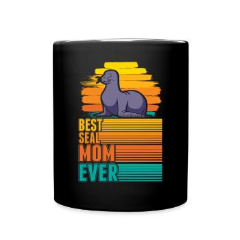 Best Seal Mom Ever Robben Mama Seehund - Full Colour Mug - black - Front