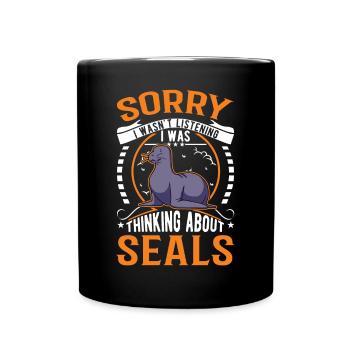 Cadeau de phoque Lion de mer Phoque Lion de mer - Mug uni - noir - Devant
