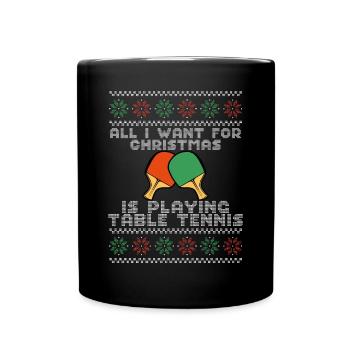 Christmas Table Tennis Bat - Full Colour Mug - black - Front