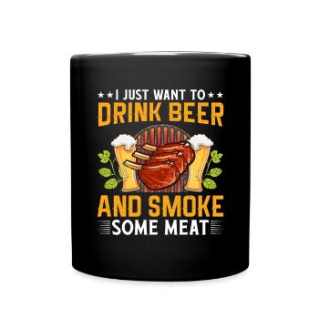Grillen Bier - Tasse einfarbig - Schwarz - Vorne
