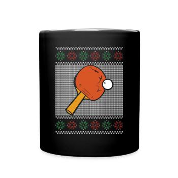Snowflake Table Tennis Bat - Full Colour Mug - black - Front