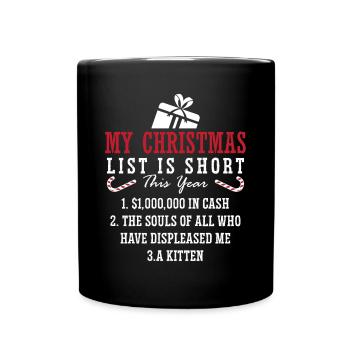 Chritmas List for Cat Lovers - Tasse einfarbig - Schwarz - Vorne
