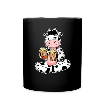Cow with beer glasses Beer drinking alcohol - Full Colour Mug - black - Front