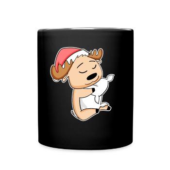 Elch Weihnachten - Tasse einfarbig - Schwarz - Vorne