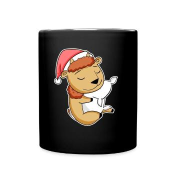 Bison Weihnachten Schlafen Schlaf Ausschlafen - Tasse einfarbig - Schwarz - Vorne