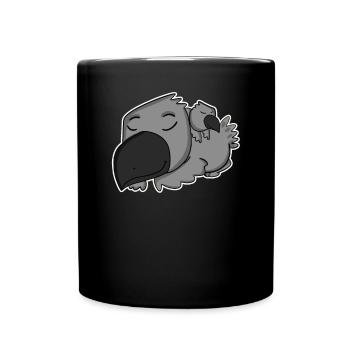 Corneille avec bébé corbeau - Famille - Mug uni - noir - Devant