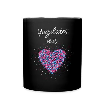 Yogilates mit Herz Yoga Pilates Meditation - Tasse einfarbig - Schwarz - Vorne