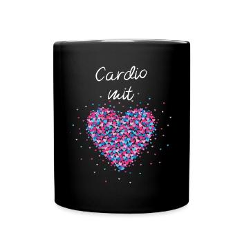 Cardio mit Herz Cardiotraining Krafttraining - Tasse einfarbig - Schwarz - Vorne