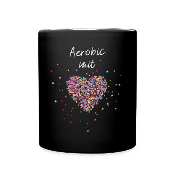 Aerobic mit Herz Fitnesstrainerin Fitnesskurs - Tasse einfarbig - Schwarz - Vorne