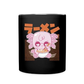 Kawaii Ramen Baby Axolotl - Tasse einfarbig - Schwarz - Vorne