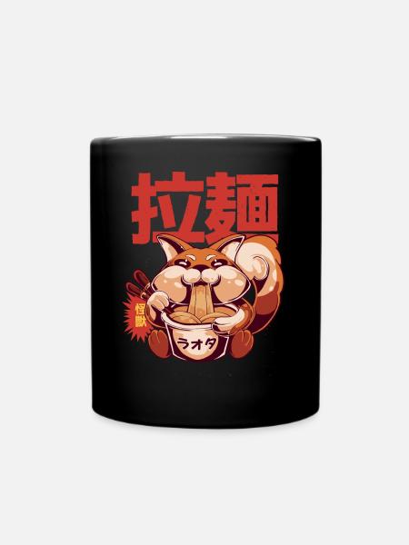 Ramen Japanese Fox - Retro Japanese Anime Ramen - Tasse einfarbig - Schwarz