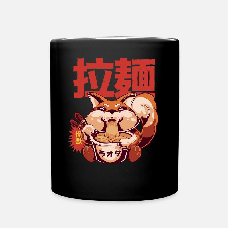 Ramen Japanese Fox - Retro Japanese Anime Ramen - Tasse einfarbig - Schwarz