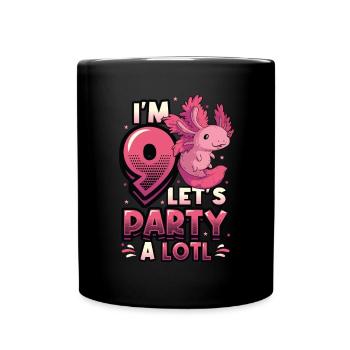 J’ai 9 ans, célébrons, 9 ans Axolotl - Mug uni - noir - Devant