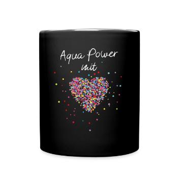 Aqua Power mit Herz Fitnesstrainerin Gymnastik - Tasse einfarbig - Schwarz - Vorne
