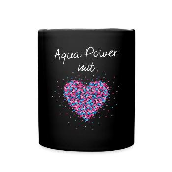 Aqua Power mit Herz Gymnastik Schwimmen Sport - Tasse einfarbig - Schwarz - Vorne