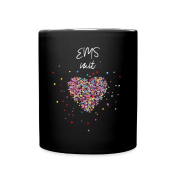 EMS mit Herz Elektromyostimulation Fitnessstudio - Tasse einfarbig - Schwarz - Vorne