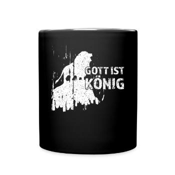 God is King Leo Jesus Faith Worship Praise - Full Colour Mug - black - Front