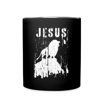 Jesus Lion Christian Team God Worship - Full Colour Mug - black - Front