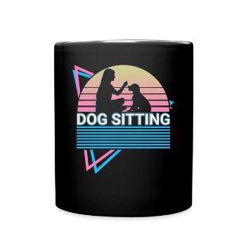 Dog Sitting Retro Trainer - Full Colour Mug - black - Front