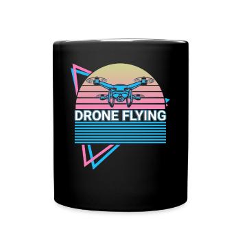 Drohnenfliegen Retro-Drohnenpilot - Tasse einfarbig - Schwarz - Vorne