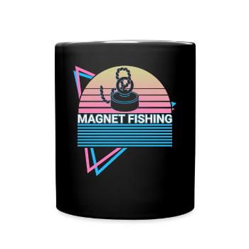 Magnet Angeln Retro - Tasse einfarbig - Schwarz - Vorne