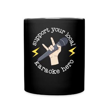 Karaoke Singer 80s Retro Support - Full Colour Mug - black - Front