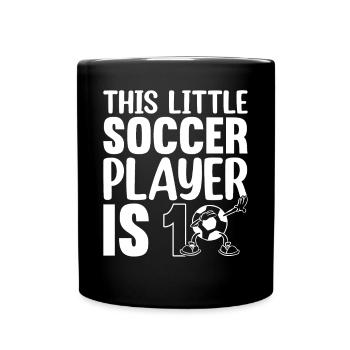Anniversaire de football - Ce petit joueur de football a 10 ans - Mug uni - noir - Devant