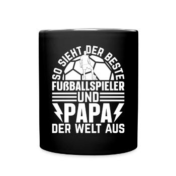 Fußballspieler Papa Fußball Spieler - Tasse einfarbig - Schwarz - Vorne