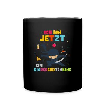 Ich bin jetzt ein Kindergartenkind Ninja - Tasse einfarbig - Schwarz - Vorne