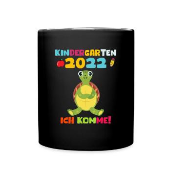 Kindergarten 2022 Ich Komme Schildkröte - Tasse einfarbig - Schwarz - Vorne