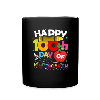 Happy 100th Day Of Kindergarten - Full Colour Mug - black - Front