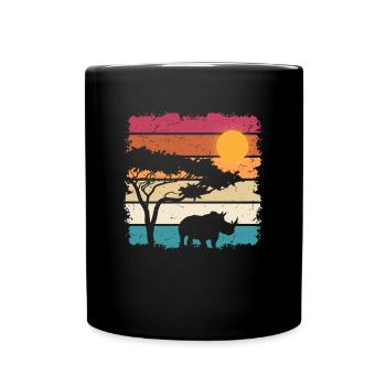 Vintage Nashorn - Tasse einfarbig - Schwarz - Vorne