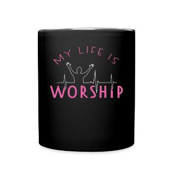 Worship Praise Heartbeat Church Evangelical - Full Colour Mug - black - Front