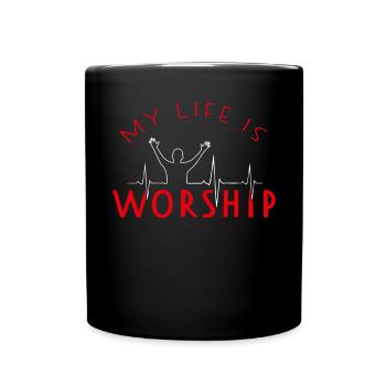 Worship Worship Heartbeat Music Band Jesus God - Full Colour Mug - black - Front