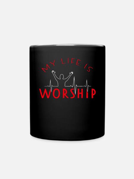 Worship Lobpreis Herzschlag Musik Band Jesus Gott - Tasse einfarbig - Schwarz