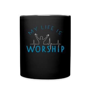 Worship Lobpreis Herzschlag Kirche Glaube Christ - Tasse einfarbig - Schwarz - Vorne