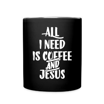 Jesus Gott Kaffee Kaffeeliebhaber Kirche Glaube - Tasse einfarbig - Schwarz - Vorne