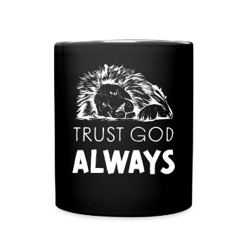 Trust God Leo Jesus God Worship - Full Colour Mug - black - Front