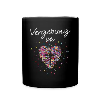 Vergebung im Herz Kreuz Gott Jesus Glaube Christen - Tasse einfarbig - Schwarz - Vorne