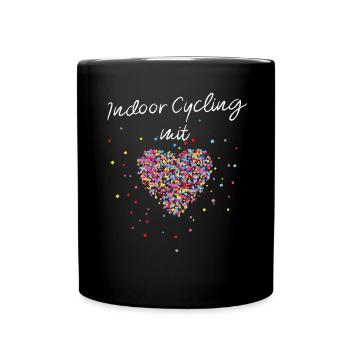 Indoor Cycling mit Herz Fitnessstudio - Tasse einfarbig - Schwarz - Vorne