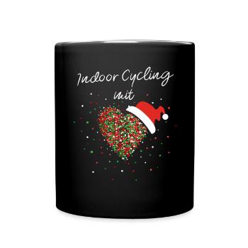 Indoor Cycling mit Herz Weihnachtsmotiv Nikolaus - Tasse einfarbig - Schwarz - Vorne