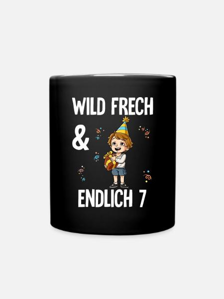 7. Geburtstag Junge Wild Frech Und Endlich 7 Jahre - Tasse einfarbig - Schwarz