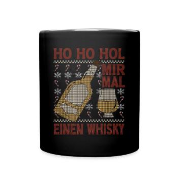 Ho Ho Hol Mir Mal Einen Whisky Ugly Christmas - Tasse einfarbig - Schwarz - Vorne