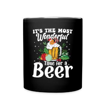 Christmas Time For A Beer - Tasse einfarbig - Schwarz - Vorne