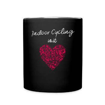 Indoor Cycling mit Herz Fitnesstrainerin Fitness - Tasse einfarbig - Schwarz - Vorne