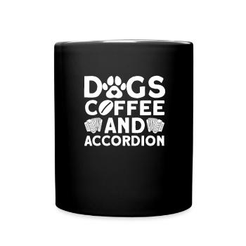 Dogs, coffee and accordion - accordion player - Full Colour Mug - black - Front